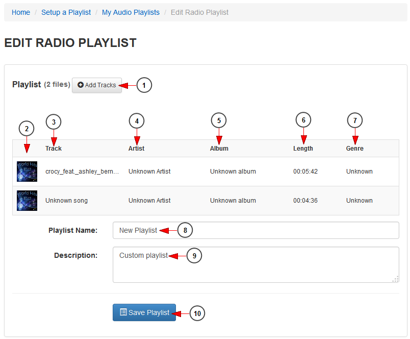 Edit Radio Playlist | Live Streaming manual V8